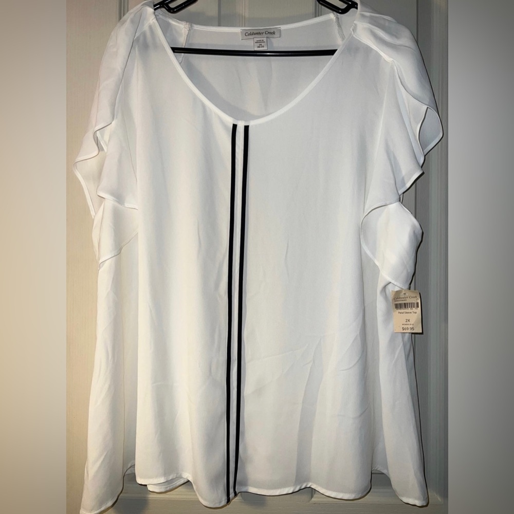NWT White Coldwater Creek Petal Sleeve Top size 2X
